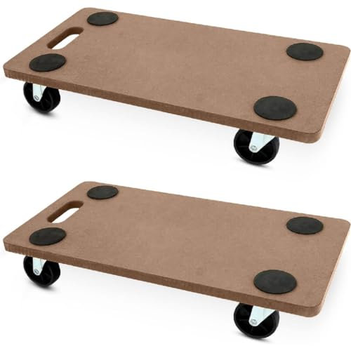Pack of - 2 Dolly Trolley On Wheels Heavy Duty Trolley for Moving Furniture with Eva Foam Grip Pads Wooden Platform Lifter Trolley