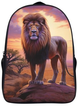 WENNUAN Löwe Kinderrucksack Mädchen Freizeit Rucksack Kinder Schulrucksack Jungen Wilde Tiere Drucken16inch