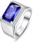 Yaresul Saphir Ring Herren 7ct Rechteck Schliff Erstellt Blau Saphir Ring Herren Ringe 925 Silber mit Weißen Cubic Zirkonia Hochzeit Verlobungsring für Männer Größe 62(19.7)