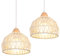 iDEGU 2 Stück Ø20cm Hängelampen Retro E27 Hängeleuchte aus Rattan Holz Bohème-Stil Geflochten Deckenleuchte Vintage Pendelleuchte für Schlafzimmer Esszimmer Küche Restaurant (Weiß Rattan)