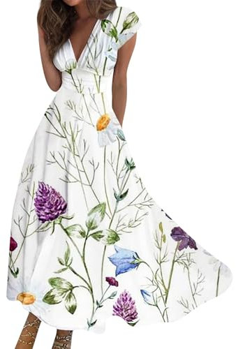Robe De Cérémonie Femme Ronde Ete Pas Cher Vintage Sexy Bohème Chic Mariage Longue Manches Casual Poches Chemisier Violet 2XL