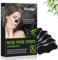 Eveellyn Mitesserentferner Stripes, 80 Stück Natürliche Bambuskohle Mitesser Entferner, Zum Entfernen von Mitessern und Zum Freimachen Verstopfter Poren (black)