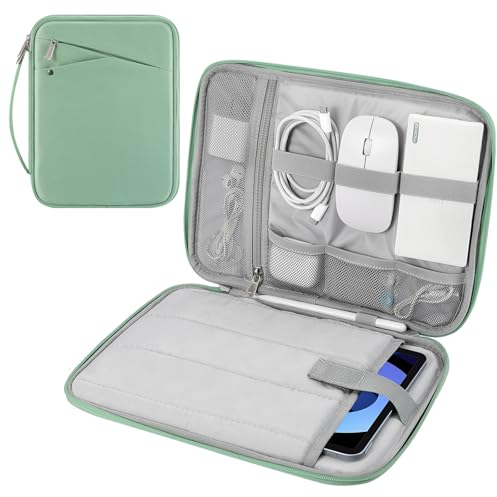 MoKo 9-11 Inch Tablet Sleeve Carrying Case with Handle, Padded Protective Travel Bag for New 11 inch iPad Air M3 2025, iPad A16 11, iPad Pro 11 M4, iPad 10/9/8/7th, Tab S9/S8 11,Bodhi Green
