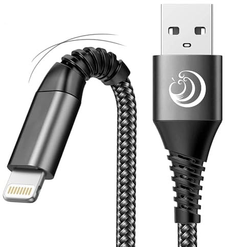 Câble iPhone, Chargeur iPhone 2M [Certifié MFi] Câble Chargeur Lightning Nylon Tressé USB Cable i Phone Fil Charge Rapide Cordon pour i Phone 14 Pro Max 13 12 Pro 11 XR XS X 8 Plus 7 6s 6 Se, iPad