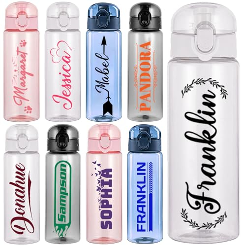 XinYiiLun Bouteilles d'eau personnalisées avec nom – Bouteille d'eau personnalisée pour le sport, bouteille d'eau en plastique anti-fuite personnalisée pour fils et filles – 760 ml