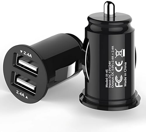 Fast USB Car Charger Dual Port Car Adapter 12V/24V Cigarette Lighter Socket Charging Plug Compatible with i-Phone, Samsung and Android phones (Pack of 1)