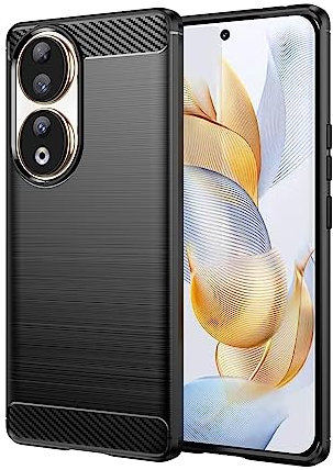 owlhold Cover per Honor 90 5G, Custodia Spazzolata e Fibra di Carbonio Morbido Silicone TPU Slim Fit Case, Antiurto, Antigraffio, Antiscivolo, Protezione Grado Militare, Nero