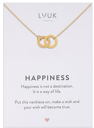 LUUK LIFESTYLE Moderne Edelstahl Halskette mit Anhänger, 50 cm verstellbare Länge, Schmuck Geschenk für die beste Freundin, Infinity, Gold