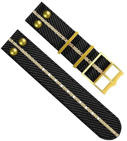 yaponuk 22 mm Nylon-Canvas-Armband für Tudor-Stoffarmband, Nietenarmband(A30 gold buckle)