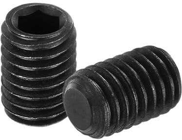 sourcing map 10Pcs Hex Socket Grub Screw, M8x12mm 304 Stainless Steel Head Socket Set Screws Flat Point Grub Bolt for Door Handles, Light Fixture Repair, Black
