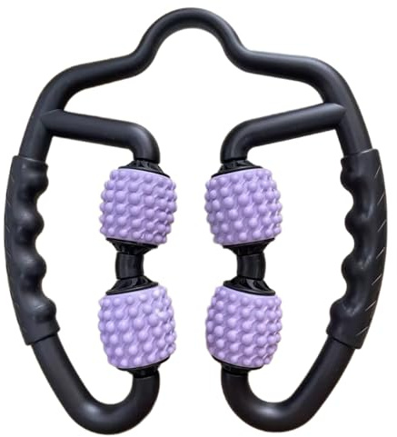 PCSCER 4 Wheels Foam Roller Muscle Massager for Leg Neck Hand Arm,Trigger Point Muscle Relax Massager Indoor Sports Yoga Bodybuilding Equipment (Purple)