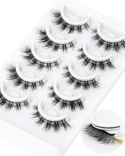 Faux Cils Volume Russe Auto Adhésifs Extension De Cils Pre Glued Eyelashes 5 Pairs Pack Fluffy Lashes Reusable and Soft by Obeyalash (6D35)