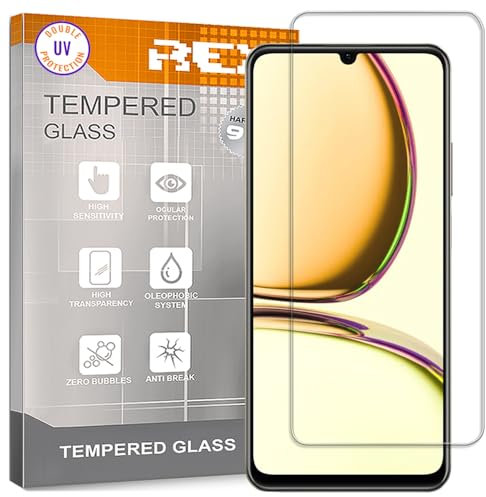 Protector de Pantalla para OPPO REALME C53 4G - REALME NARZO N53 4G - REALME Note 50 4G - REALME C51 4G, Cristal con Doble Protección UV, Vidrio Templado Premium 9H+