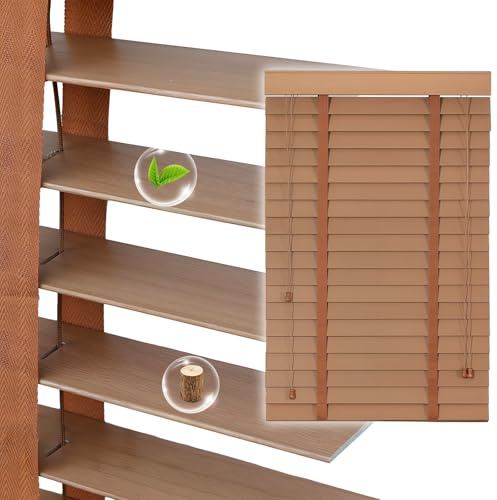 JFOZDM Maßanfertigung Holzjalousie 50mm, Jalousien Fenster Innen, Holzjalousie Innen, Sonnenschutz and Sichtschutz, Jalousien für Schlafzimmer, Terrasse, Büro, Einfache Montage, Mehrere Farben