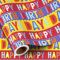 RUSPEPA Buntes Geburtstags-Geschenkpapier für Kinder, Jungen und Mädchen, Mini-Rolle, kräftiger „Happy Birthday“-Schriftzug mit leuchtendem Rot-Gelb-Design für Partys, Feiern, 43,2 cm x 5 m