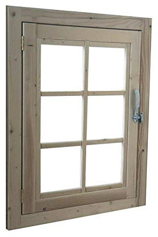 Home Idea Finestra in legno per casetta mis 61 x 81 cm con apertura laterale, Con Plexiglass