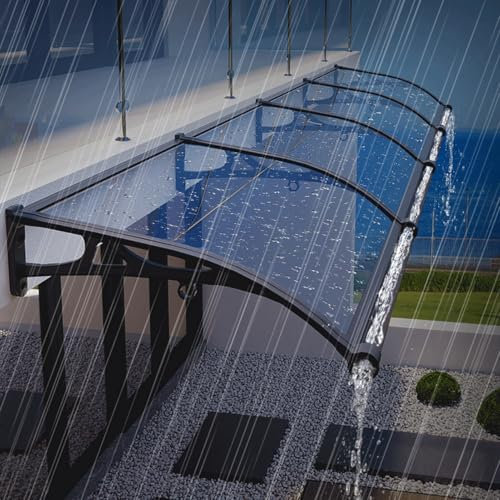 XRRJFYH Auvent de Porte, Abri Anti-Pluie avec Bac de Drainage, Marquise Porte D'entree, Store Banne(Gray,80x240cm)