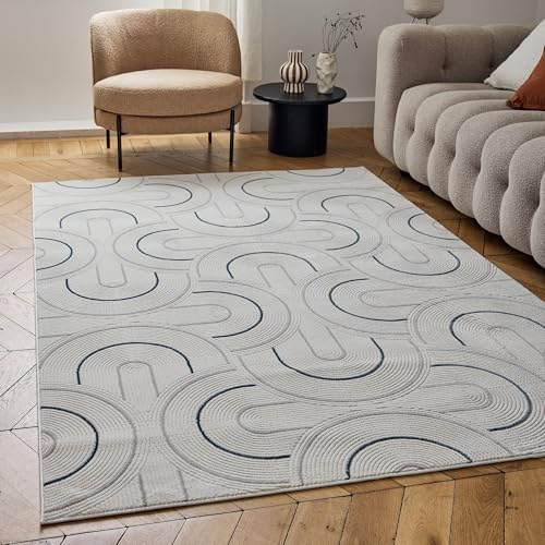 THE RUGS Carmel Modern Area Rug - Stain-Resistant, Non-Shedding, Durable Rugs for Living Room and Bedroom [ Wave Blue, 160x230 cm ]