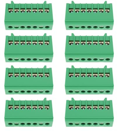 ECSiNG 8pcs Protective Conductor Terminals 7x16mm² for Mounting On 35mm DIN Rail Green