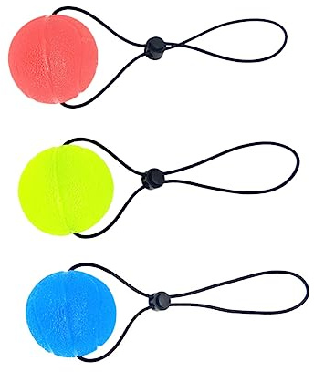 Pack Handgriffbälle aus Tpe mit Nylonseil zur Rehabilitation | Hände und Finger, zur Stresslinderung, gegen Steifheit, Fördert Durchblutung, 3 Stück Zufällige Farbe