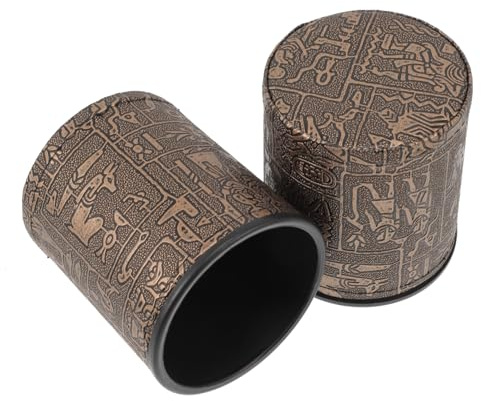 Supvox 2 Stück Leder Würfelbecher mit Ägyptischem Muster Glatte Oberfläche Robuste Knobelbecher für Ktv Bar Party Favor für Gesellschaftsspiele und Würfelspiele