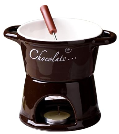 Fondue Cup - Ceramic Fondue Mugs, Chocolate Melting Mug, Handmade Cheese Melter Cup Mugs, Melting Butter Warmer with Fork, Portable Chocolate Hot Pot Cups Kit for Date Night Birthday