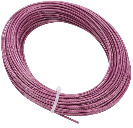 Fafeicy Turnbuckle Wire Tensioner Kit, Purple Coated 304 Stainless Steel Cable with Hooks and Screws for Garden Trellis Grapevine Support Outdoor Plant Fence 30m 2mm