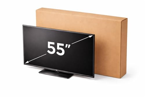 Imballaggi Point - Boîte TV d'emballage TV et écrans plats jusqu'à 55 pouces – Résistante pour expédition et déménagement avec accessoires de protection d'écran – Dimensions 128 x 75 x 16 cm Lot de 1