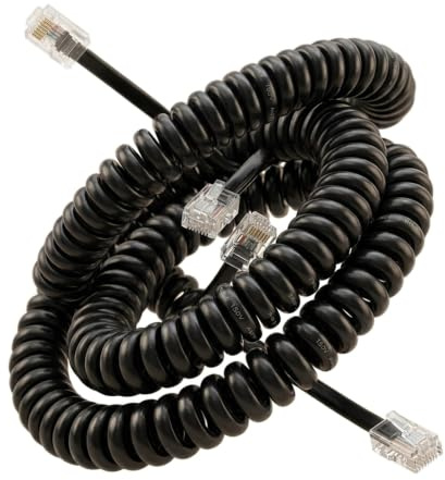 COZERI 2PCS 5M RJ9 Telephone Handset Cable, Coiled Cord for Landline | Universal 4P4C RJ9 extension, flexible, 16ft, for office & home use