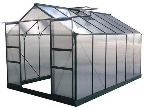 Green Protect Serre de Jardin en Aluminium Vert 225 cm avec Double Porte en Polycarbonate 4 mm