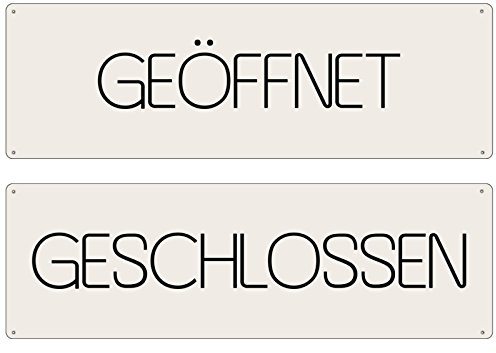 Interluxe METALLSCHILD Blechschild WENDESCHILD GEÖFFNET GESCHLOSSEN Nr. 2 Schild für Ladenlokal Gaststätte Geschäft