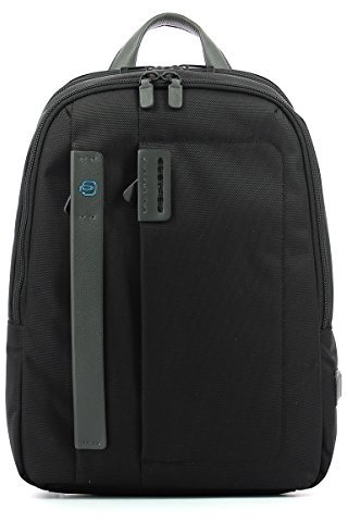 PIQUADRO Pulse Zaino porta PC, Pelle e tessuto, Nero, 14