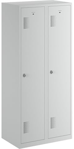 eurokraft Basic | Schwarz-Weiß-Spind | Trennwand mittig, 2 Abteile, lichtgrau, Breite 800 mm