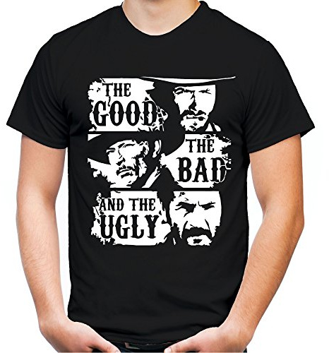 The Good The Bad and The Ugly Männer und Herren T-Shirt | Clint Eastwood Western Kostüm Kult (XXL, Schwarz)