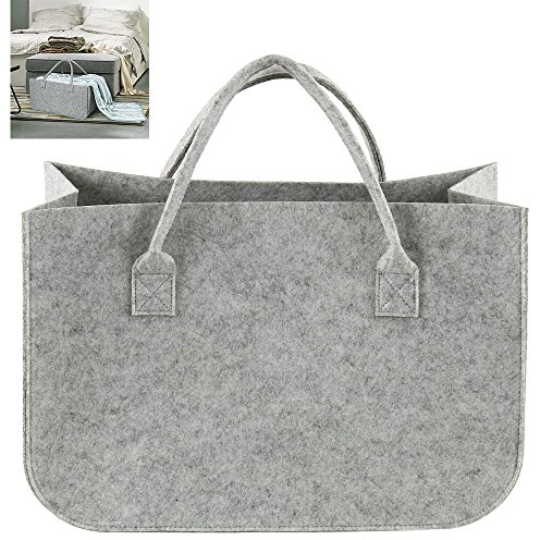 Einkaufstasche Filz Grau Groß Filztasche für Kaminholz Kaminholzkorb