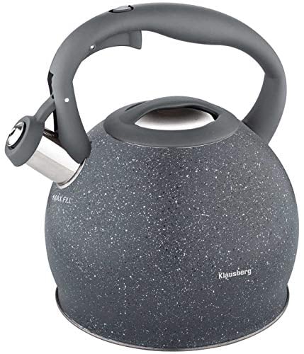 Klausberg Marmor Edelstahl Flötenkessel Teekessel Wasserkessel 2 Liter KB-7321