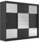 Furniture24 Kleiderschrank Aruba II 250 Schlafzimmer 3 Türiger Schwebetürenschrank Schrank mit Kleiderstange 2 Schubkästen Graphite/Graphite Glas