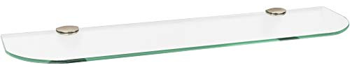 ib style® Glasregal 6mm |inkl. Befestigungsclip ROMY Edelstahloptik | 8 Größen| 2 Dekore | Klar | 90 x 20 cm