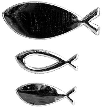 Rayher 31632606 Wachsmotiv Fische, silber, 2,4-4 cm, 3 Stück sortiert, zum Gestalten von Kerzen (Firmung, Konfirmation, Taufe, Hochzeit etc.)