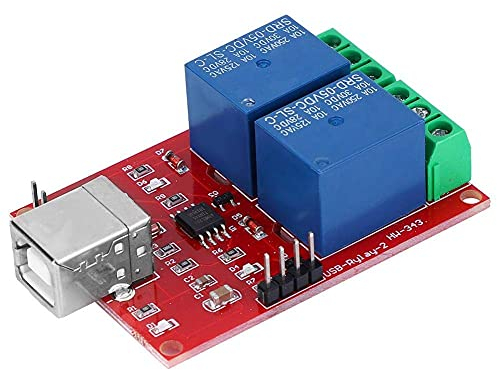 Walfront 2-Kanal 5V USB Relais Modul Steuerschalter Relaismodul für Computer PC Intelligenter USB Steuerschalter Relay Module (Automatisch, Silber, 2NO 2NC)