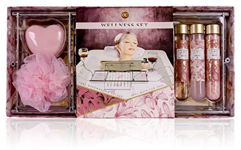 accentra Geschenkset A moment for you - Wellnessset mit verschiedenen Pflegeprodukten und Badewannenablage - das besondere Geschenk für alle Frauen, Damen, Mamas