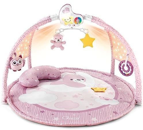 Chicco Enjoy Colours 3in1 Spielmatte, Multifunktionsspielbogen für Neugeborene,Baby Aktivitätendecke, Sternenprojektor, abnehmbarem Baby-Nachtlicht mit entspannender Musik - Babyspielzeug, ab 0 Monate