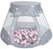 Selonis Baby Spielzelt Mit Plastikbällen Zelt 105X90cm/100 Stück Bälle Plastikkugel Kinder, Grau:Weiß/Grau/Puderrosa