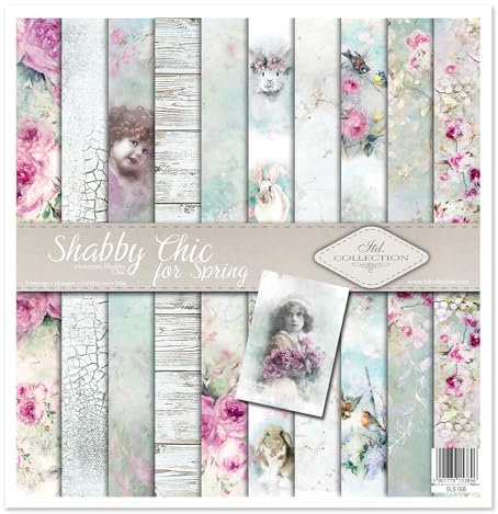 ITD Collection - Scrapbook Papier - Scrapbooking Set - Motivpapier zum Basteln - Dekorpapier 12x12 inches - 310 x 310 mm - 10 Blatt + 1 – Shabby Chic for Spring - SLS-008
