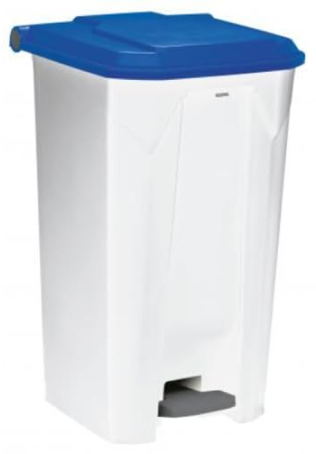 Poubelle à pédale Utilo - 100l - blanc / bleu