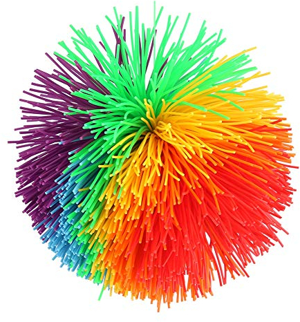 Sehnige Bälle, Wuschelball Zum Stressabbau Regenbogen Bunt Pom Ball Aktives Spielzeug Flauschiger Jugging Ball Silikon Strähniger Ball Bequem Weich Aus Silikon Aktive Sensorische Bälle Spielzeug