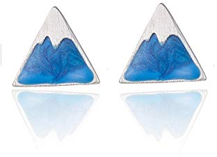 BlackAmazement 2er Set Ohrstecker Ohrringe Berg Alpin Bergsteiger Cartoon weiß blau Damen Herren