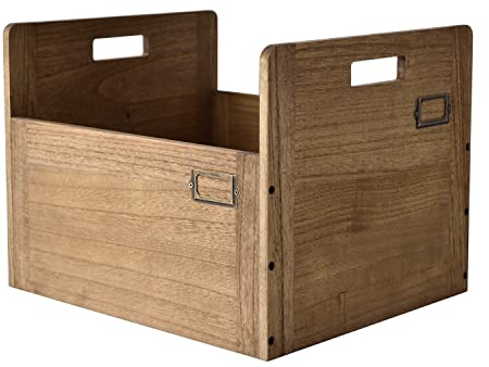 KIRIGEN Caja de Madera para Discos de Vinilo y LPs, Guarda hasta 80,color marrón