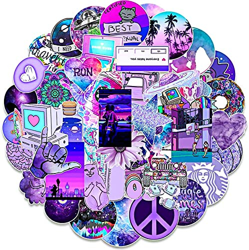EOCOYAR Mädchen LiLa Aufkleber, 50 Stück VSCO Aesthetic Lila Stickers Wasserdicht für Laptop Skateboard Auto Motorrad Fahrrad Koffer Snowboard Phone für Spielzeug Aufkleber