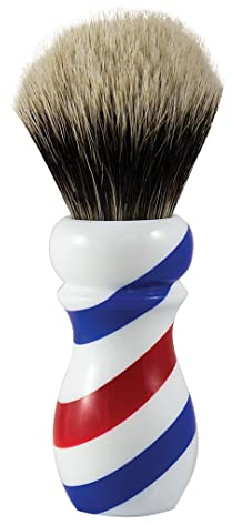 MAN42 Groß Rasierpinsel Barber 12.5 cm, Großer Griff mit Dachshaar Borsten, gestreifte Barberfarben